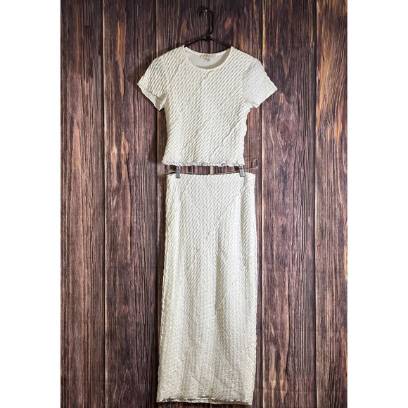 Atelier by Kirious  Skirt Women's White L Textured Knit Outfit Two Piece Set - Picture 1 of 16